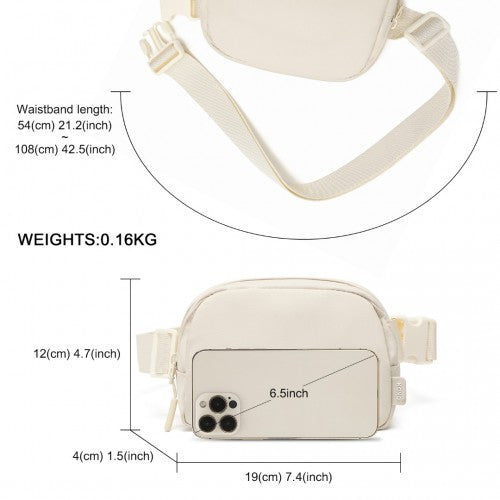 Kono Sleek And Stylish Minimalist Classic Waterproof Waist Pack - Beige