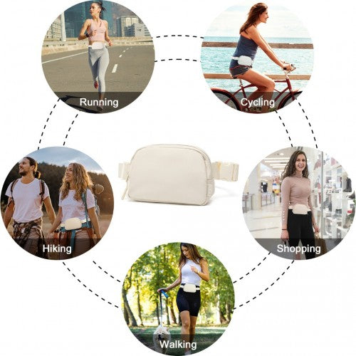 Kono Sleek And Stylish Minimalist Classic Waterproof Waist Pack - Beige