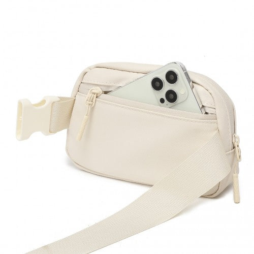 Kono Sleek And Stylish Minimalist Classic Waterproof Waist Pack - Beige