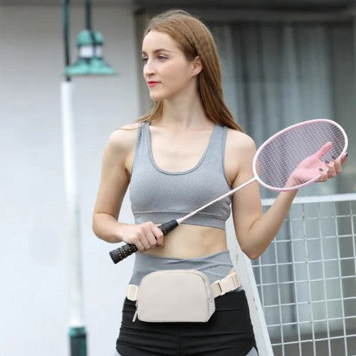 Kono Sleek And Stylish Minimalist Classic Waterproof Waist Pack - Beige