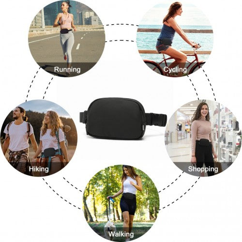 Kono Sleek And Stylish Minimalist Classic Waterproof Waist Pack - Black