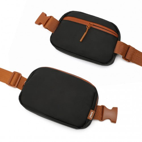 Kono Sleek And Stylish Minimalist Classic Waterproof Waist Pack - Black And Brown