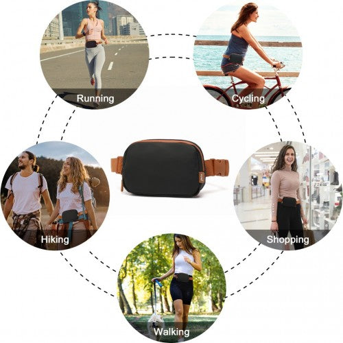 Kono Sleek And Stylish Minimalist Classic Waterproof Waist Pack - Black And Brown