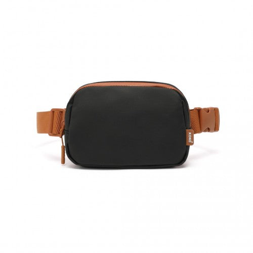 Kono Sleek And Stylish Minimalist Classic Waterproof Waist Pack - Black And Brown