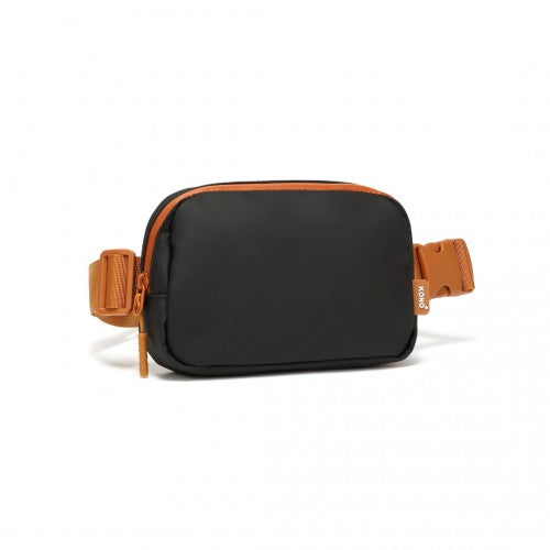 Kono Sleek And Stylish Minimalist Classic Waterproof Waist Pack - Black And Brown