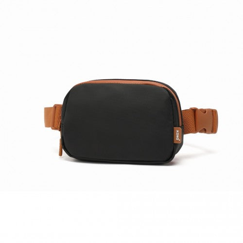 Kono Sleek And Stylish Minimalist Classic Waterproof Waist Pack - Black And Brown