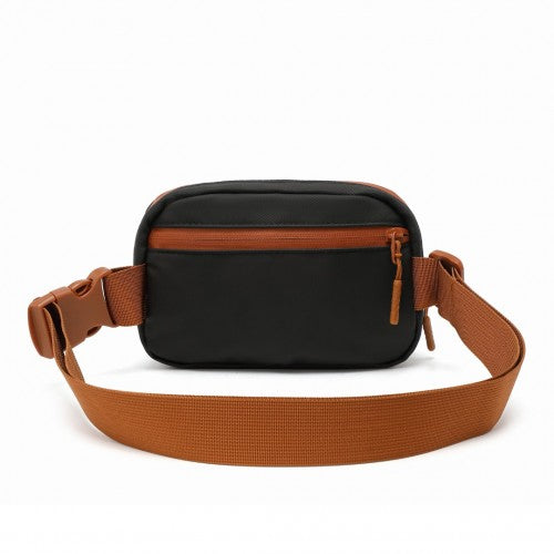 Kono Sleek And Stylish Minimalist Classic Waterproof Waist Pack - Black And Brown