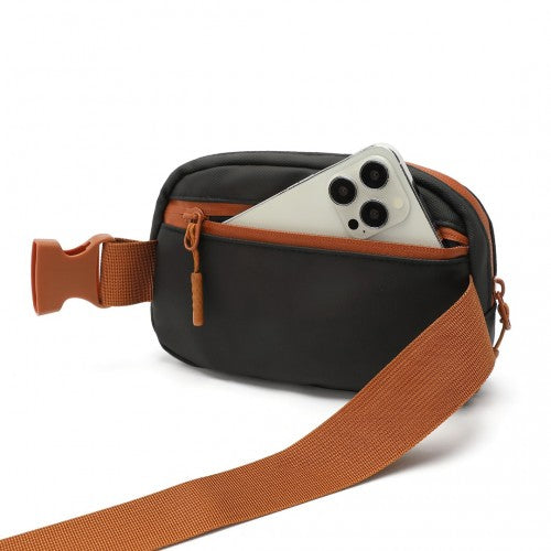 Kono Sleek And Stylish Minimalist Classic Waterproof Waist Pack - Black And Brown