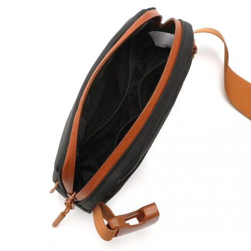 Kono Sleek And Stylish Minimalist Classic Waterproof Waist Pack - Black And Brown