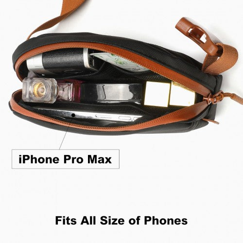 Kono Sleek And Stylish Minimalist Classic Waterproof Waist Pack - Black And Brown