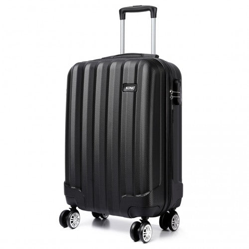 Kono Vertical Stripe Hard Shell Suitcase 19 Inch Luggage - Black