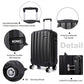 Kono Vertical Stripe Hard Shell Suitcase 19 Inch Luggage - Black