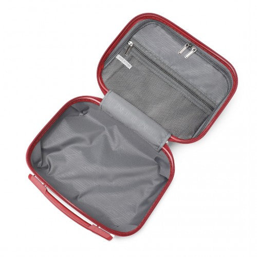 Kono Abs Sculpted Horizontal Design 4 Pcs Suitcase Set With Vanity Case - Burgundy