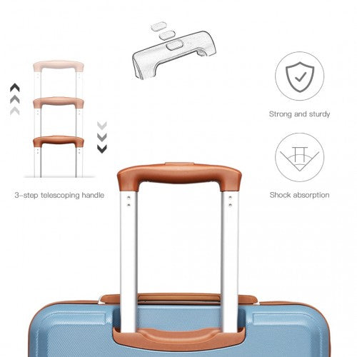 Kono Abs Sculpted Horizontal Design 4 Pcs Suitcase Set With Vanity Case - Grayish Blue And Brown