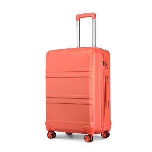 Kono ABS 28 Inch Sculpted Horizontal Design Suitcase - Coral