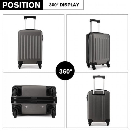 Kono 19 Inch Abs Hard Shell Carry On Luggage 4 Wheel Spinner Suitcase - Grey