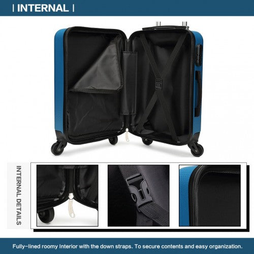 Kono 19-24-28 Inch Abs Hard Shell Luggage 4 Wheel Spinner Suitcase Set - Navy