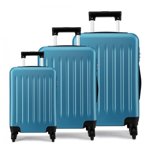 Kono 19-24-28 Inch Abs Hard Shell Luggage 4 Wheel Spinner Suitcase Set - Navy