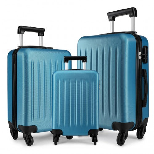 Kono 19-24-28 Inch Abs Hard Shell Luggage 4 Wheel Spinner Suitcase Set - Navy
