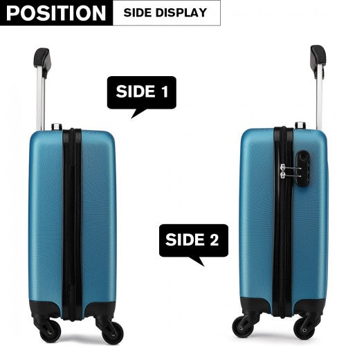 Kono 19 Inch Abs Hard Shell Carry On Luggage 4 Wheel Spinner Suitcase - Navy