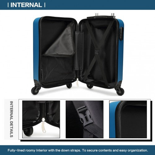 Kono 19 Inch Abs Hard Shell Carry On Luggage 4 Wheel Spinner Suitcase - Navy