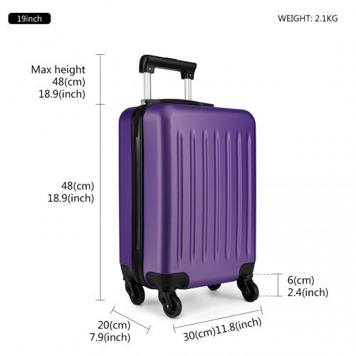 Kono 19 Inch Abs Hard Shell Carry On Luggage 4 Wheel Spinner Suitcase - Purple
