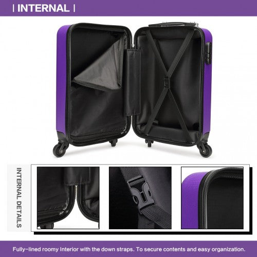 Kono 19 Inch Abs Hard Shell Carry On Luggage 4 Wheel Spinner Suitcase - Purple
