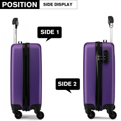 Kono 19 Inch Abs Hard Shell Carry On Luggage 4 Wheel Spinner Suitcase - Purple