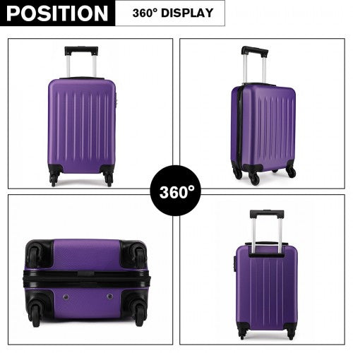 Kono 19 Inch Abs Hard Shell Carry On Luggage 4 Wheel Spinner Suitcase - Purple