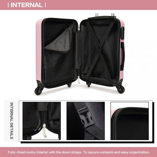 Kono 20/24/28 Inch Abs Hard Shell Luggage 4 Wheel Spinner Suitcase Set - Pink
