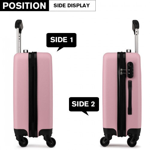 Kono 20/24/28 Inch Abs Hard Shell Luggage 4 Wheel Spinner Suitcase Set - Pink