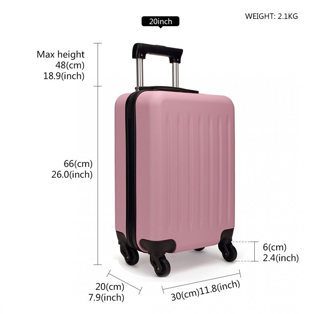 Kono 20/24/28 Inch Abs Hard Shell Luggage 4 Wheel Spinner Suitcase Set - Pink