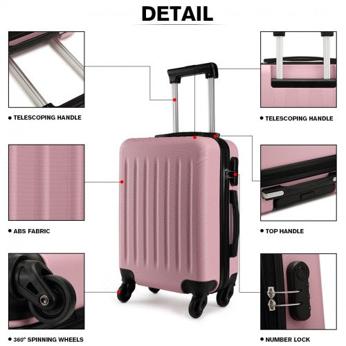Kono 28 Inch Abs Hard Shell Luggage 4 Wheel Spinner Suitcase - Pink