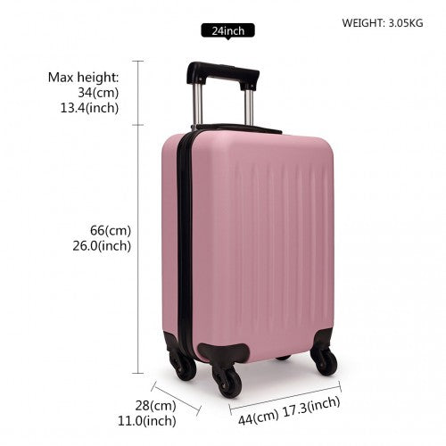Kono 20/24/28 Inch Abs Hard Shell Luggage 4 Wheel Spinner Suitcase Set - Pink