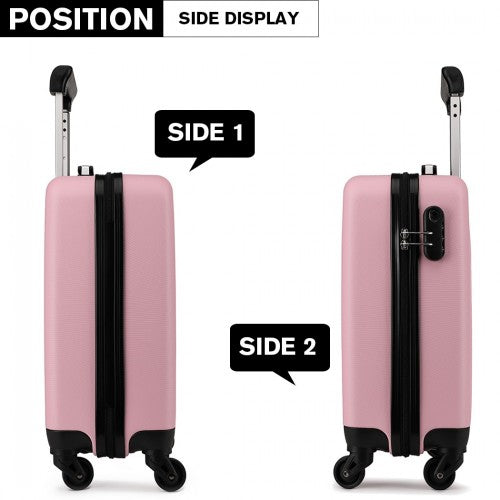 Kono 19 Inch Abs Hard Shell Carry On Luggage 4 Wheel Spinner Suitcase - Pink