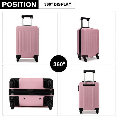 Kono 19 Inch Abs Hard Shell Carry On Luggage 4 Wheel Spinner Suitcase - Pink