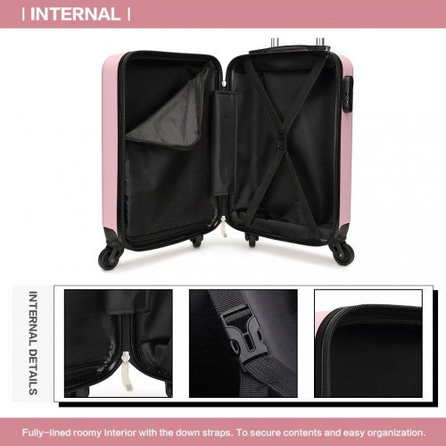 Kono 19 Inch Abs Hard Shell Carry On Luggage 4 Wheel Spinner Suitcase - Pink
