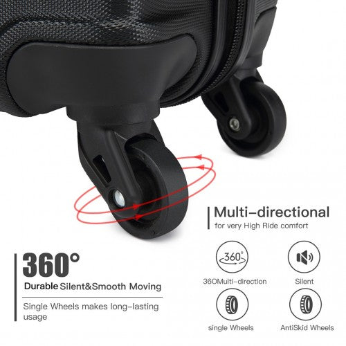 Kono 19/24/28 Inch Set Horizontal Design Abs Hard Shell Suitcase With TSA Lock - Black