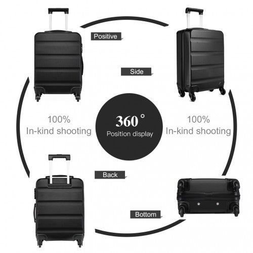 Kono 28 Inch Horizontal Design Abs Hard Shell Suitcase With TSA Lock - Black