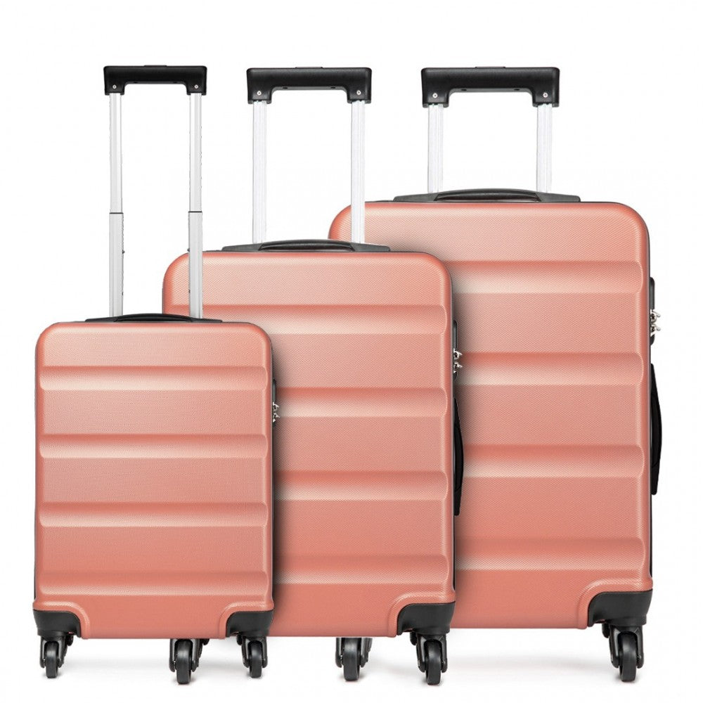 Kono 19/24/28 Inch Set Horizontal Design Abs Hard Shell Suitcase With TSA Lock - Nude