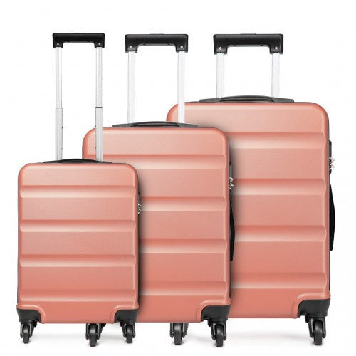 Kono 19/24/28 Inch Set Horizontal Design Abs Hard Shell Suitcase With TSA Lock - Nude