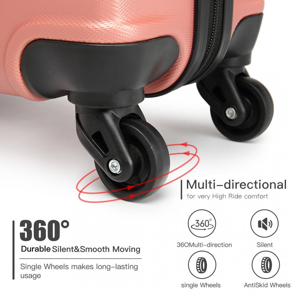 Kono 19/24/28 Inch Set Horizontal Design Abs Hard Shell Suitcase With TSA Lock - Nude