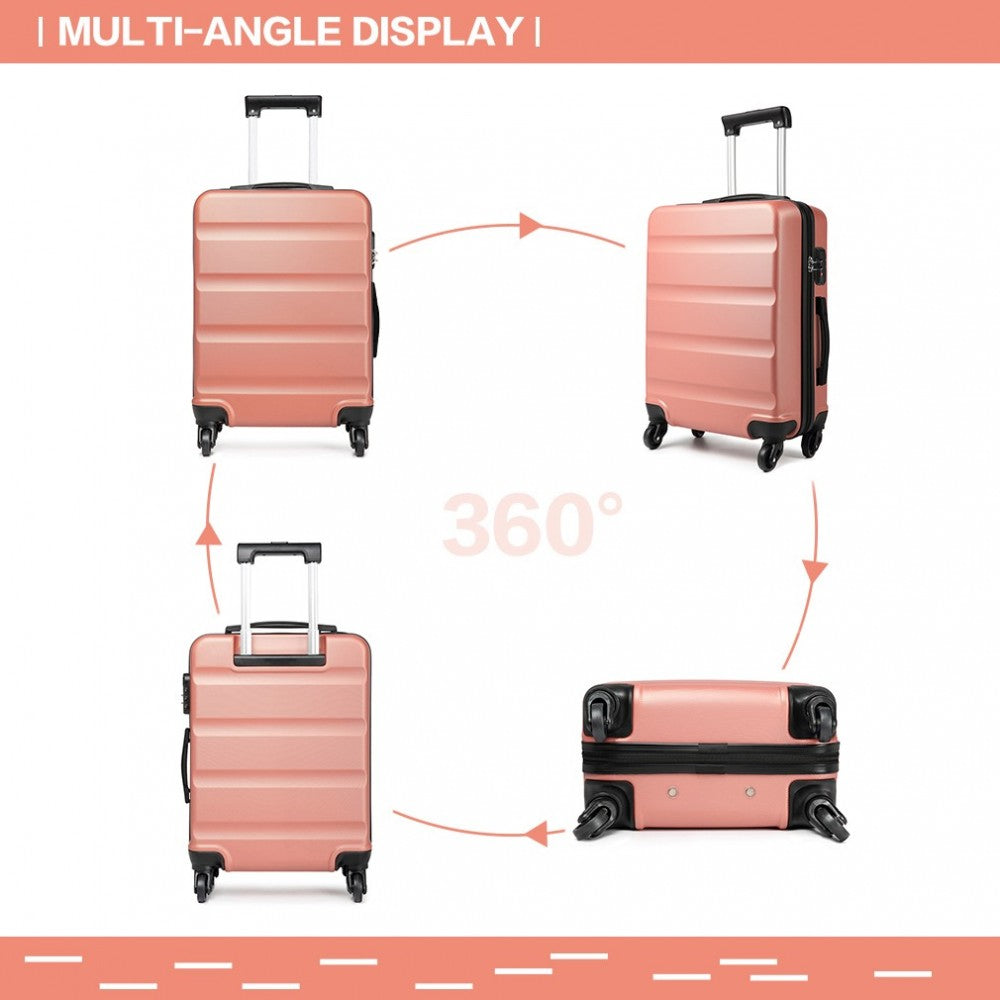 Kono 19/24/28 Inch Set Horizontal Design Abs Hard Shell Suitcase With TSA Lock - Nude