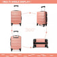 Kono 19/24/28 Inch Set Horizontal Design Abs Hard Shell Suitcase With TSA Lock - Nude