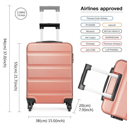 Kono 19 Inch Horizontal Design Abs Hard Shell Suitcase With TSA Lock - Nude