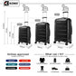 Kono 20/24/28” Hard Shell PP Suitcase Set - Black