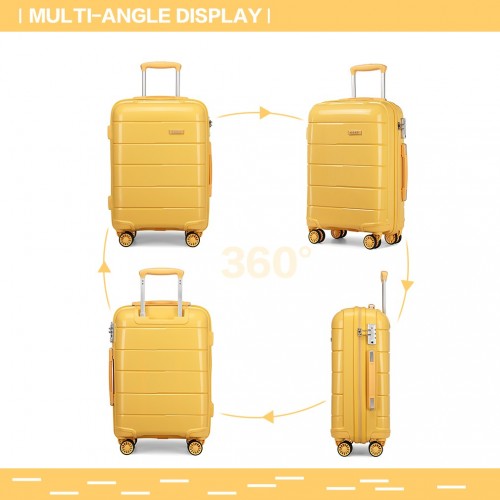 Kono 20/24/28” Hard Shell PP Suitcase Set - Yellow
