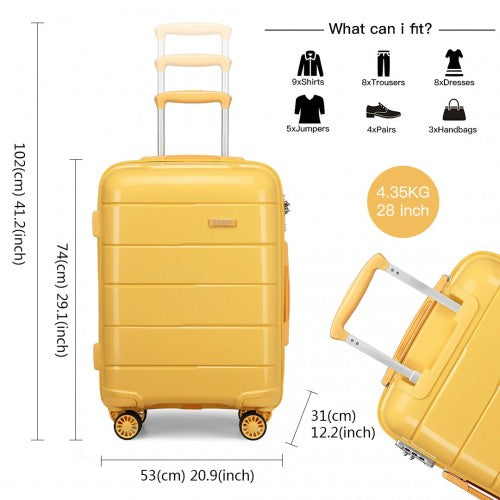 Kono 20/24/28” Hard Shell PP Suitcase Set - Yellow