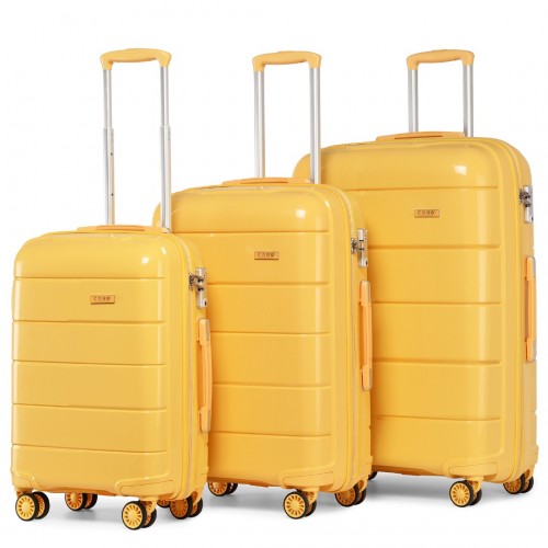 Kono 20/24/28” Hard Shell PP Suitcase Set - Yellow