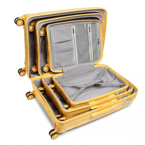 Kono 20/24/28” Hard Shell PP Suitcase Set - Yellow